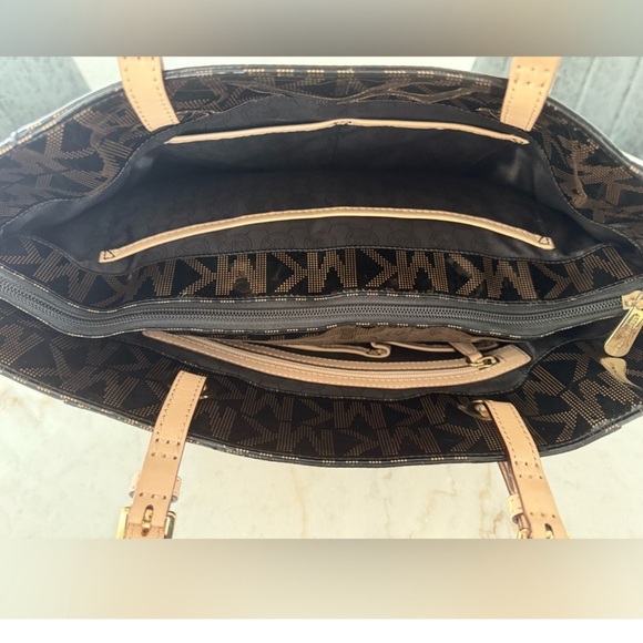 Michael Kors Black and Tan Signature Backpack - Picture 14 of 15
